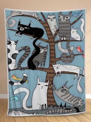 Couverture Polaire Plaid Arbre à chat