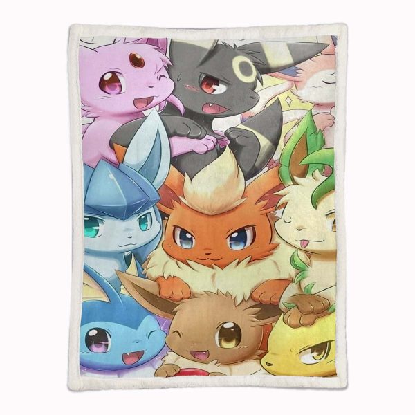 Couverture Toutes les évolutions d'Evoli Pokémon 1003 Plaid Polaire Plaid Canapé