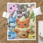 Couverture Toutes les évolutions d'Evoli Pokémon 1003 Plaid Polaire Plaid Canapé