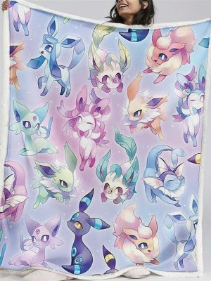 Couverture Toutes les évolutions d'Evoli Pokémon 1006 Plaid Polaire Plaid Canapé